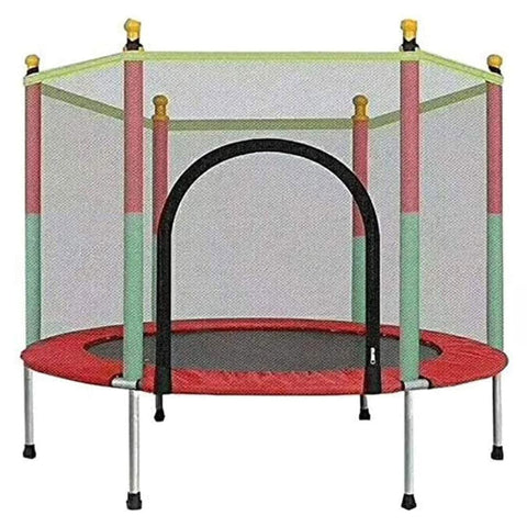 Indoor Mini Trampoline With Durable Jumping Mat Safety Enclosure Net And Foam Rod