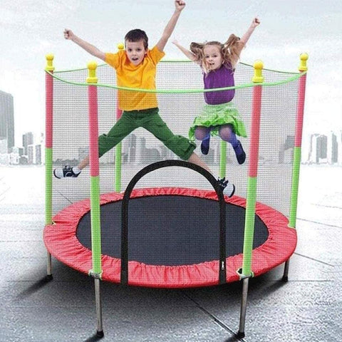 Indoor Mini Trampoline With Durable Jumping Mat Safety Enclosure Net And Foam Rod