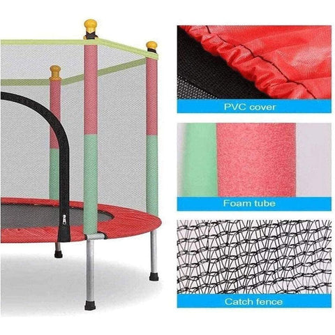 Indoor Mini Trampoline With Durable Jumping Mat Safety Enclosure Net And Foam Rod