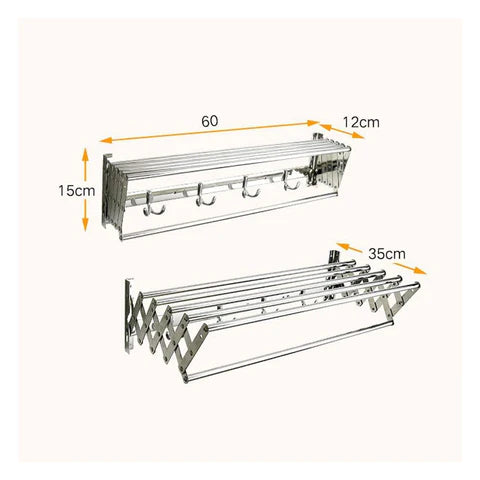 Wall Mounted Retractable Airers Folding Extendible Dryer Rack