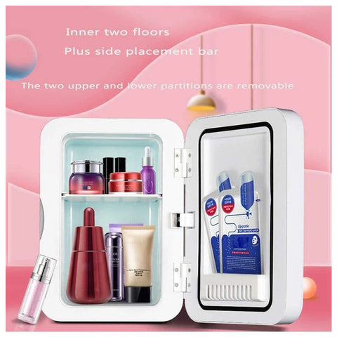 Mini Portable Cosmetics Storage Refrigerator With LED Lighting Glass