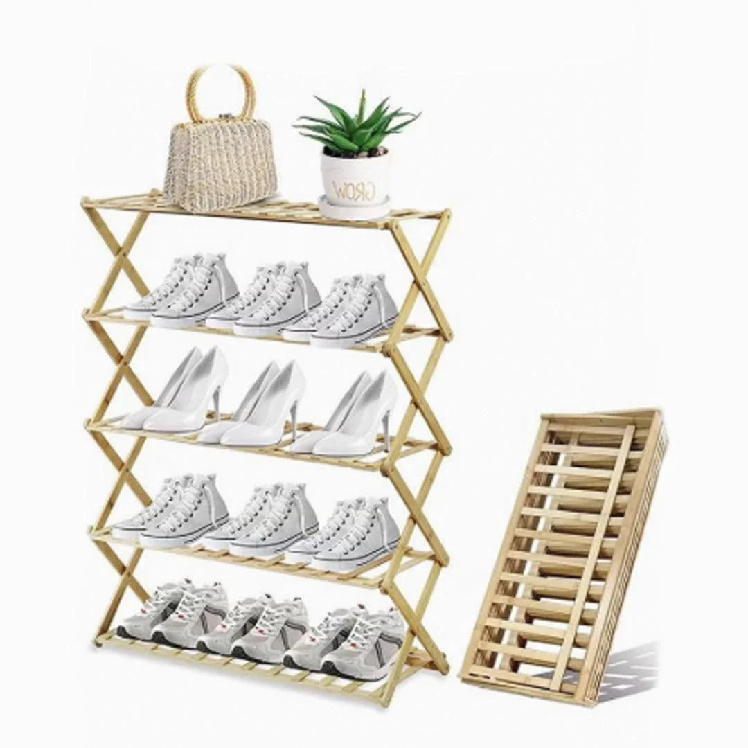 5-Tier Stylish Wooden Shoe Organizer Rack