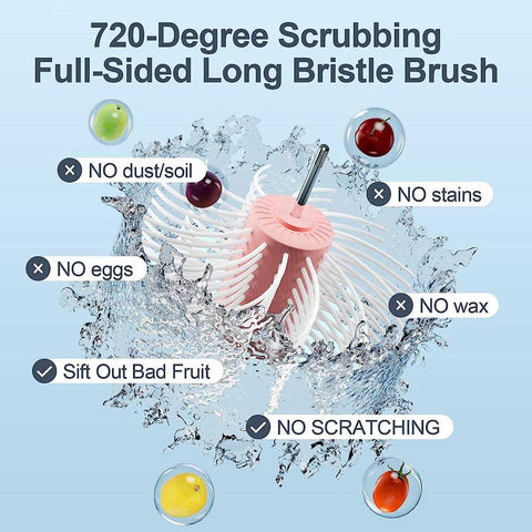 Fruit And Vegetable Cleaning With Full-Sided Spin Scrubber Brush