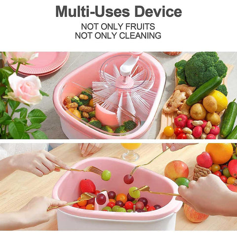 Fruit And Vegetable Cleaning With Full-Sided Spin Scrubber Brush