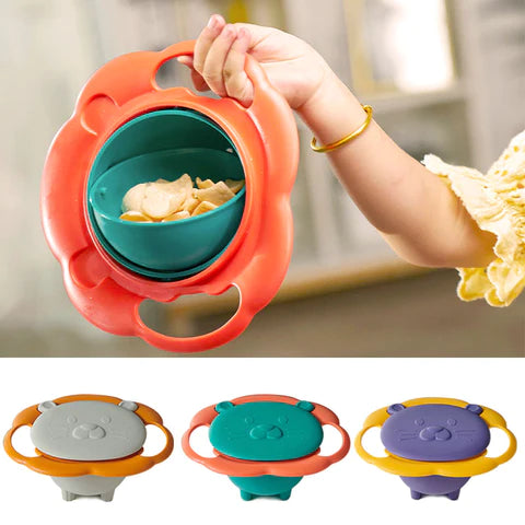 360 Rotate Spill-Proof Solid Feeding Bowl