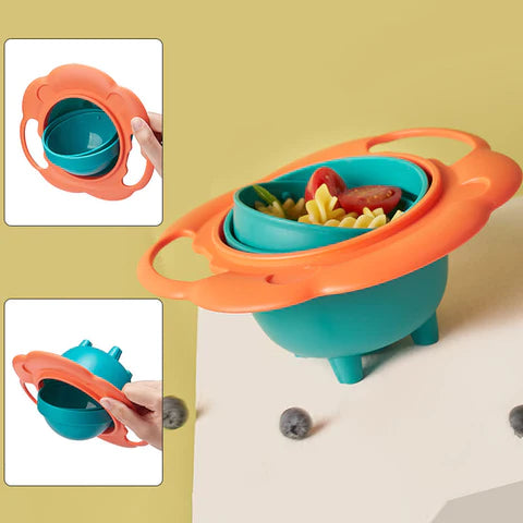 360 Rotate Spill-Proof Solid Feeding Bowl