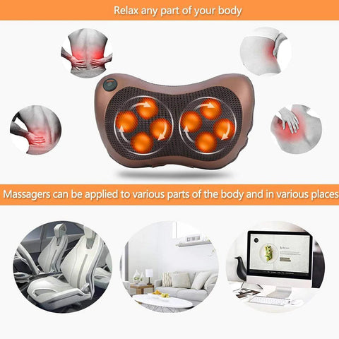 Electronic Massage Pillow Shiatsu Deep Kneading Neck Back Shoulder Massager Cushion