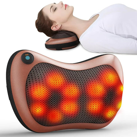 Electronic Massage Pillow Shiatsu Deep Kneading Neck Back Shoulder Massager Cushion