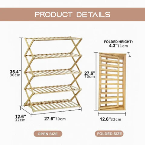 5-Tier Stylish Wooden Shoe Organizer Rack