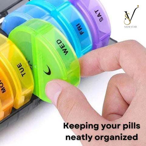 Viewstar Weekly Pill Organiser, Colour-Coded Compartments, 2 Containers, 7 days 2 Times a day, Large Daily Pill Cases for Pills/Vitamin/Fish Oil/Supplements