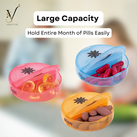 Viewstar Weekly Pill Organiser, Colour-Coded Compartments, 2 Containers, 7 days 2 Times a day, Large Daily Pill Cases for Pills/Vitamin/Fish Oil/Supplements