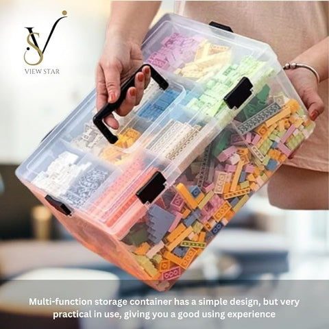 Viewstar Medicine Box with Pocket Pill Organizer - First Aid Medical Transparent Box - Plastic First Aid Container Box - Portable Family Storage Layered Box for Home & Travelling