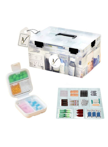 Viewstar Medicine Box with Pocket Pill Organizer - First Aid Medical Transparent Box - Plastic First Aid Container Box - Portable Family Storage Layered Box for Home & Travelling